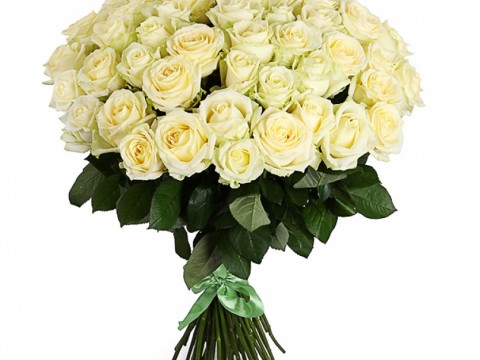 Букет из 51 белой розы 60 см 